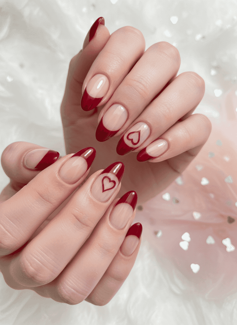 Red Tips with Negative Space Heart Cut-Out