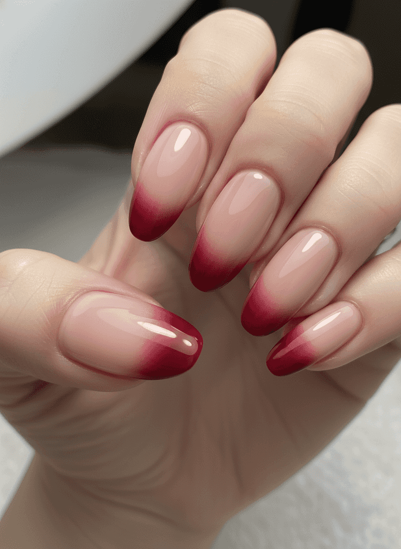 Red Ombre French Fade