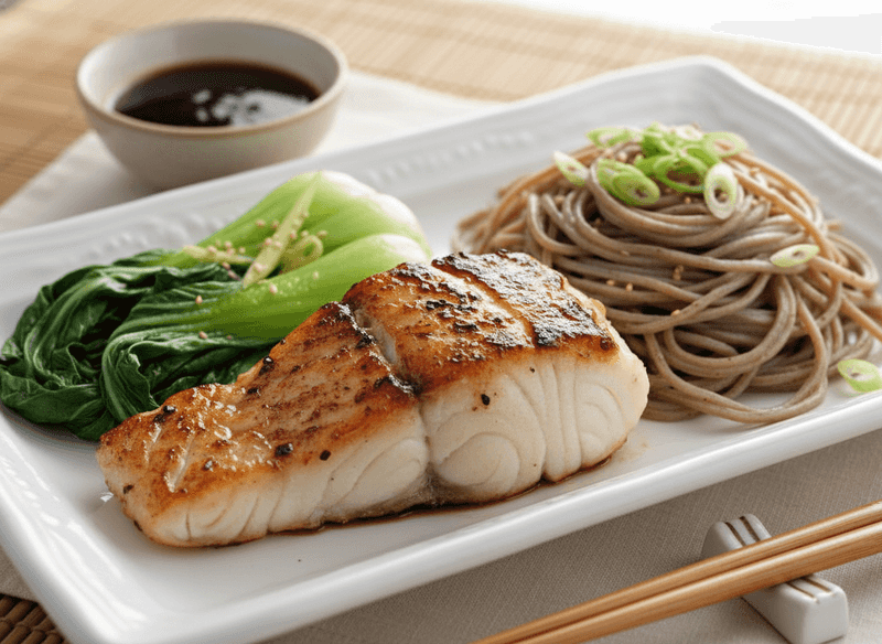 Miso-Glazed Cod with Soba Noodles and Bok Choy