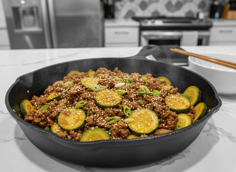 Korean-Inspired Beef & Zucchini Stir-Skillet