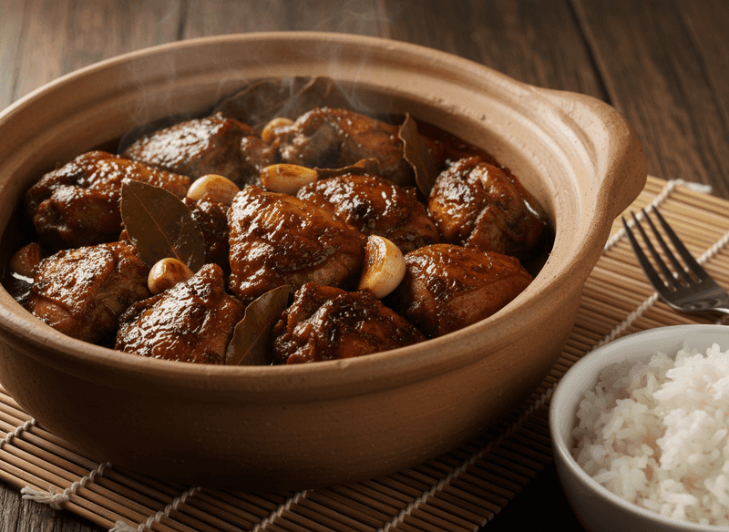 Chicken Adobo with Soy Sauce, Vinegar, and Garlic
