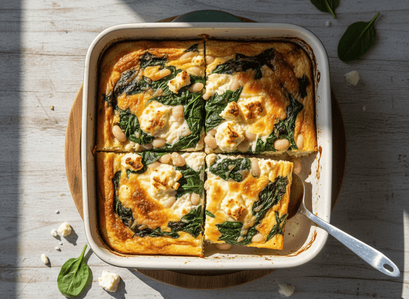 Spinach & White Bean Egg Bake with Feta