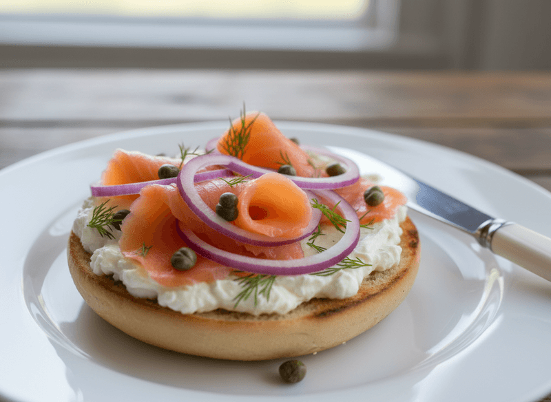 Bagel with Cream Cheese and Smoked Salmon