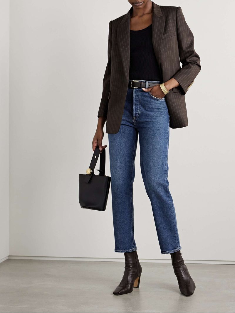 High-Waisted Jeans with a Silky Camisole