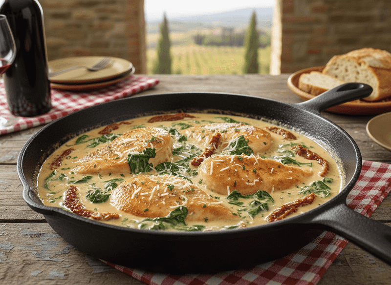 Creamy Tuscan Chicken with Sun-Dried Tomatoes and Spinach