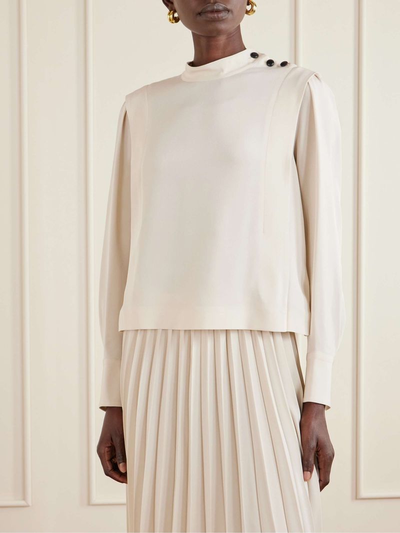 Isabel Marant Felissa Pleated Satin-Crepe Blouse