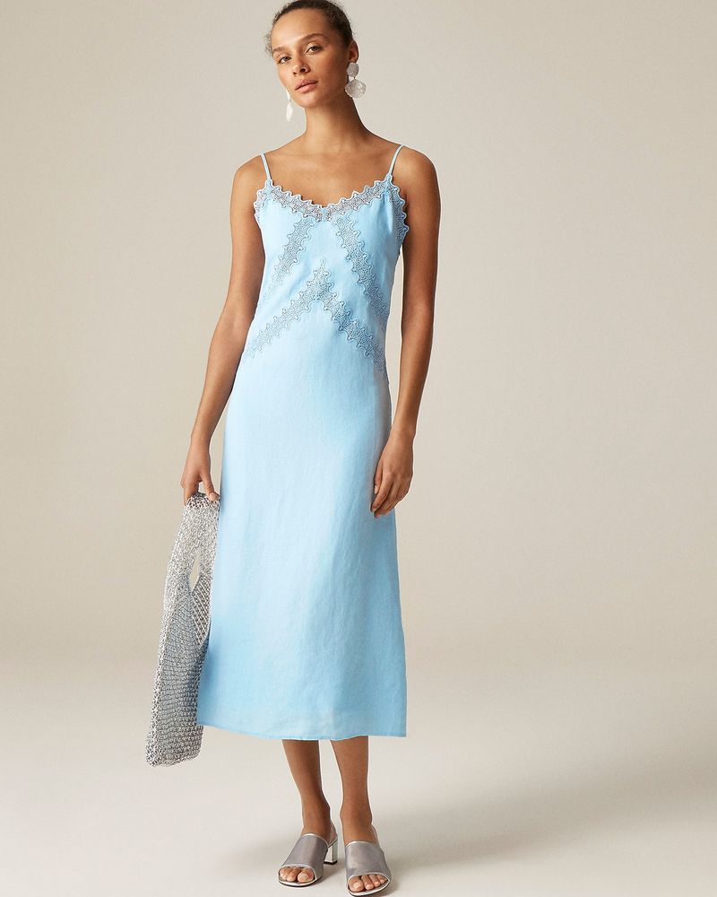 J.Crew Lace-Trim Linen Slip Dress