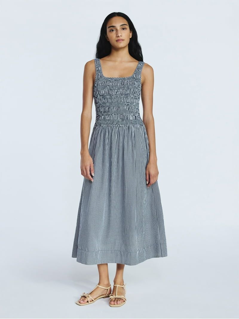 Free Assembly Cotton Sleeveless Smocked Midi Dress