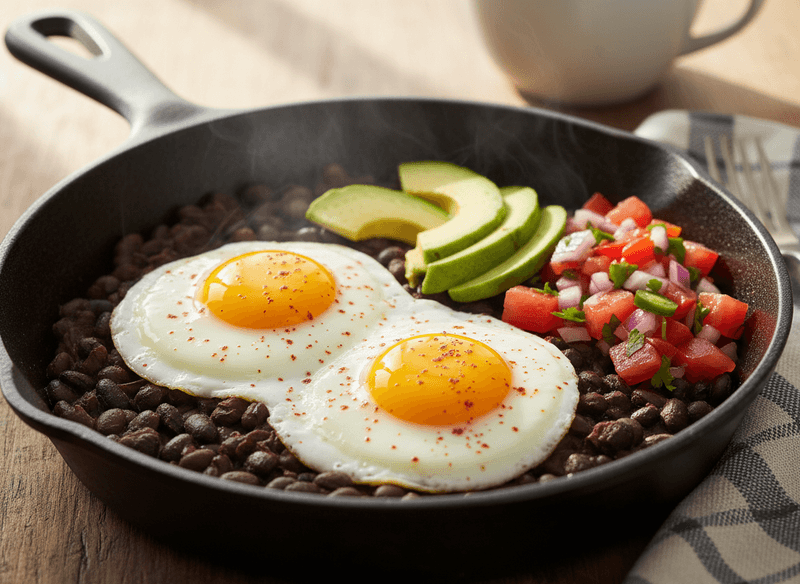 Smoky Black Bean, Egg & Avocado Breakfast Skillet