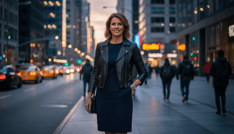 Leather or Faux-Leather Jacket + Simple Dress