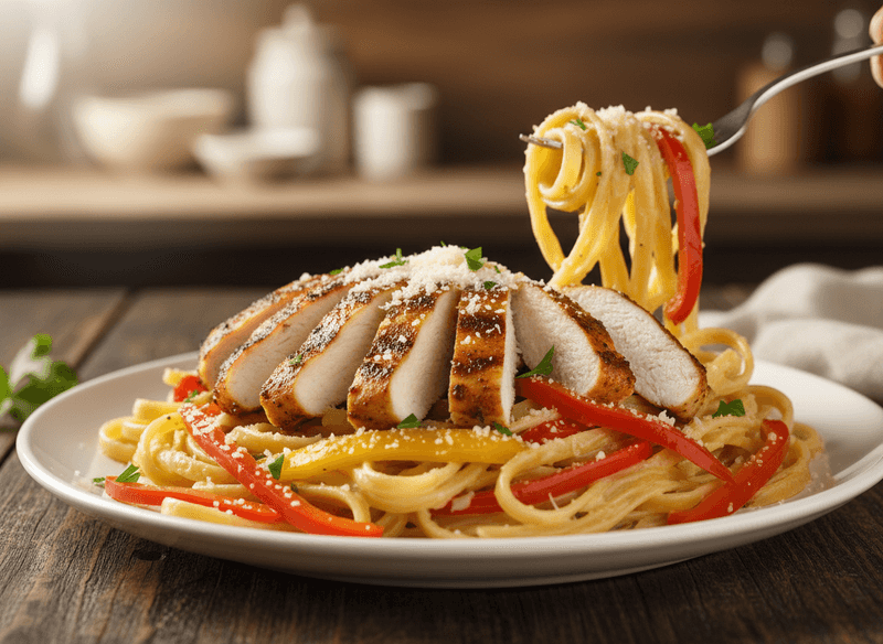 Cajun Chicken Alfredo Pasta with Peppers