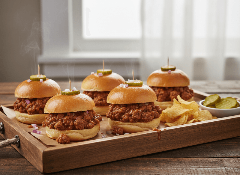 Sloppy Joe Sliders on Soft Brioche Buns