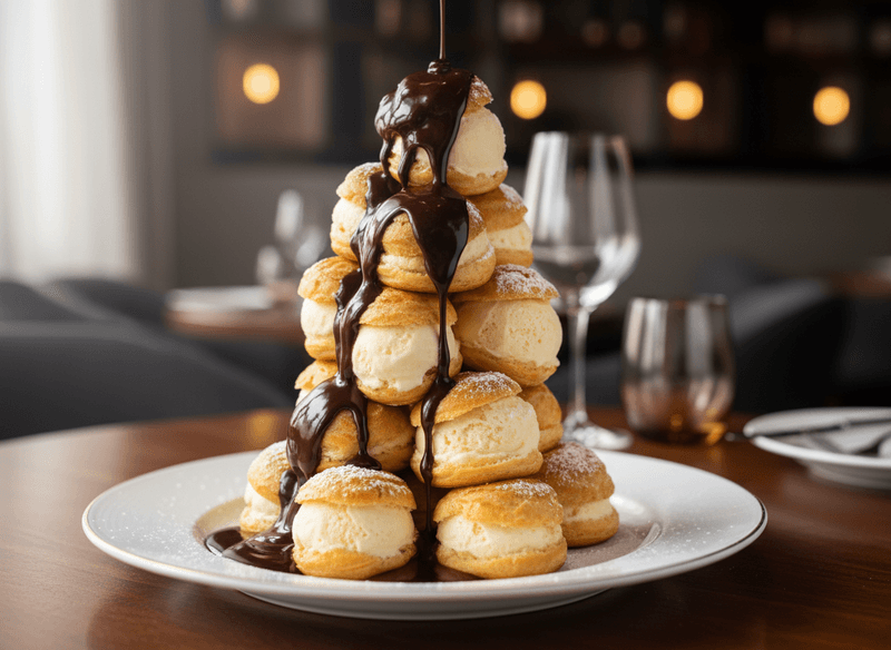 Profiteroles with Chocolate Sauce