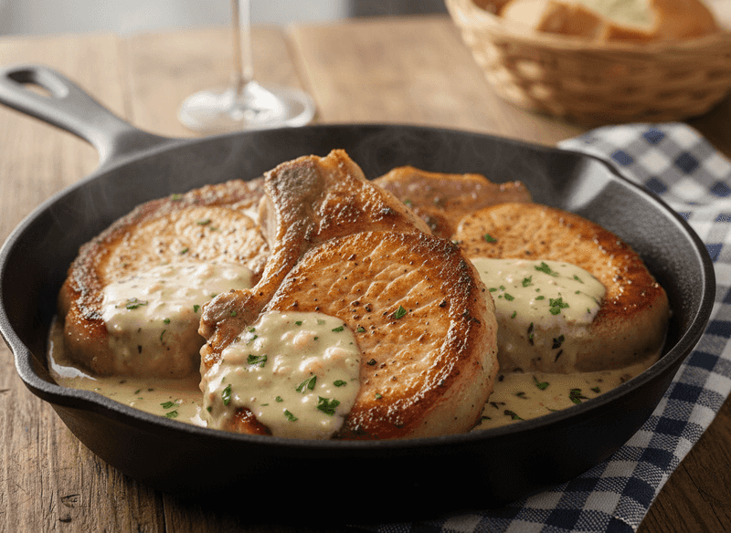 Pork Chops with Creamy Garlic Sauce