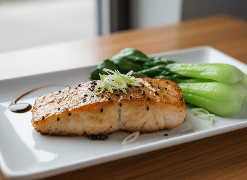 Miso-Glazed Black Cod with Steamed Bok Choy and Scallions