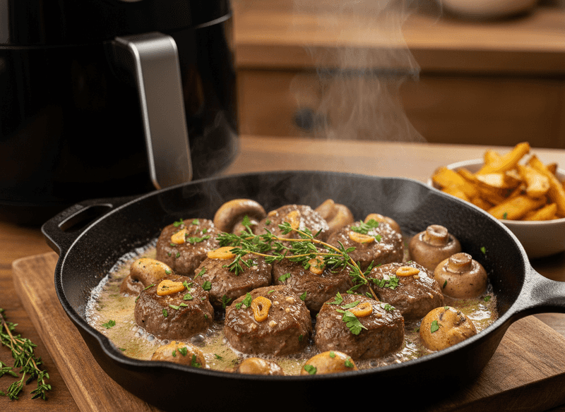 Garlic Butter Steak Bites with Mushrooms