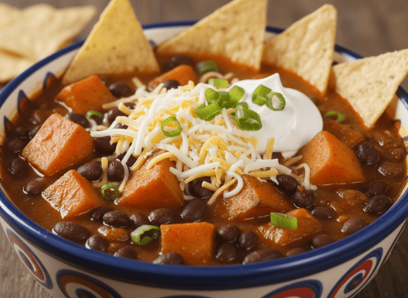 Sweet Potato & Black Bean Chili Soup