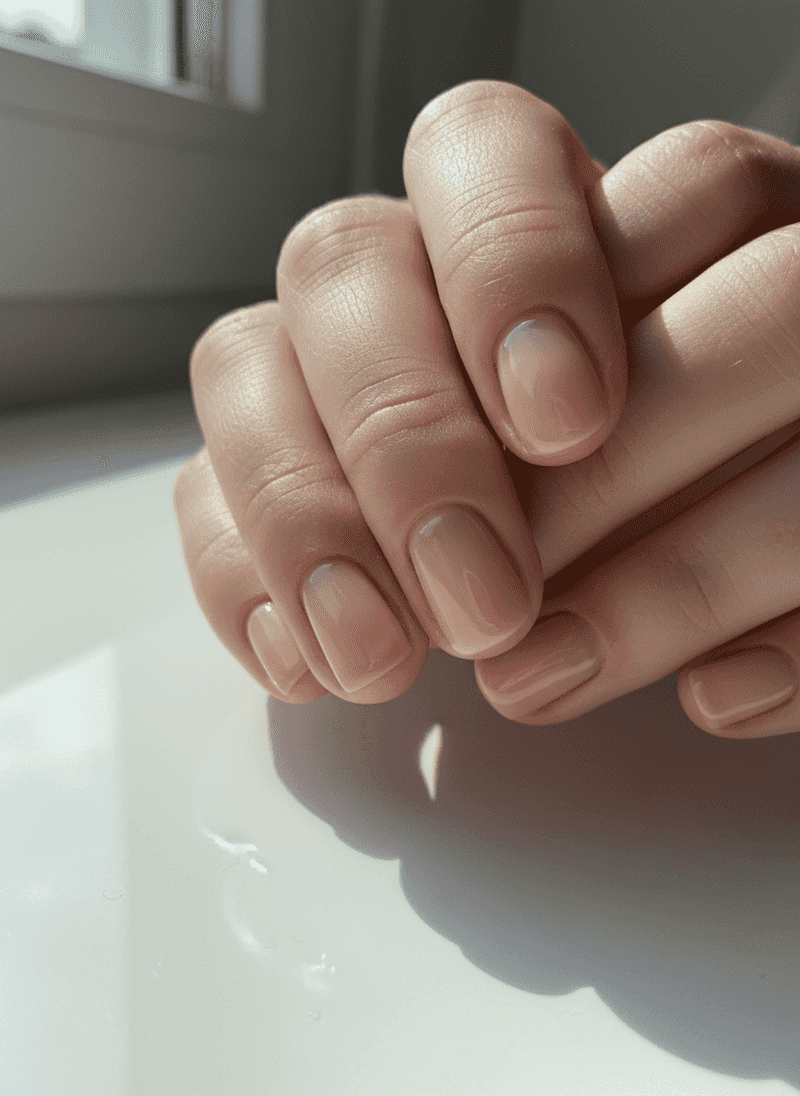 Glossy Lip Gloss Nude Nails