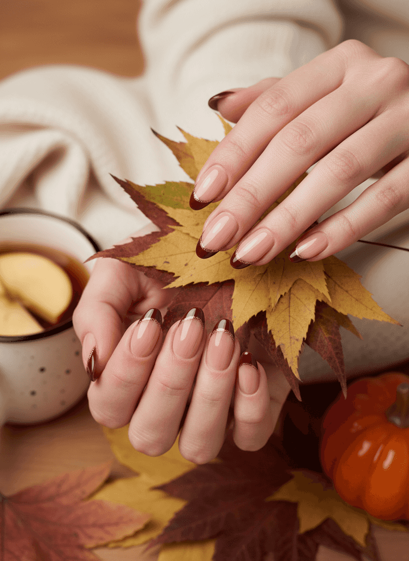 Deep Burgundy French Tips