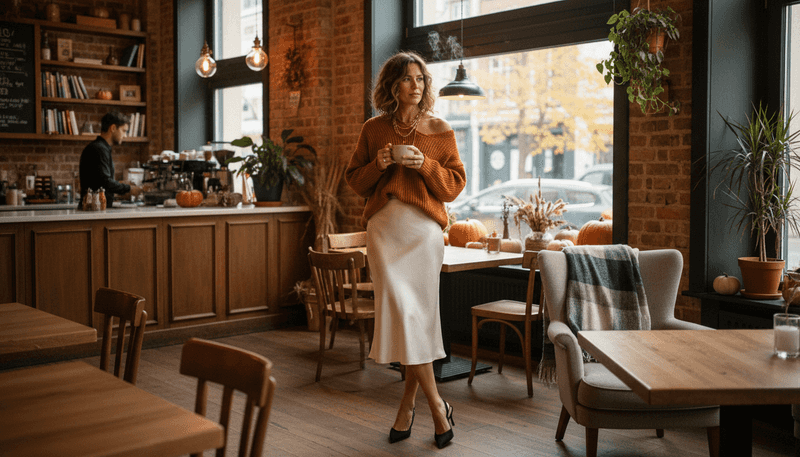 Midi Slip Skirt + Oversized Sweater