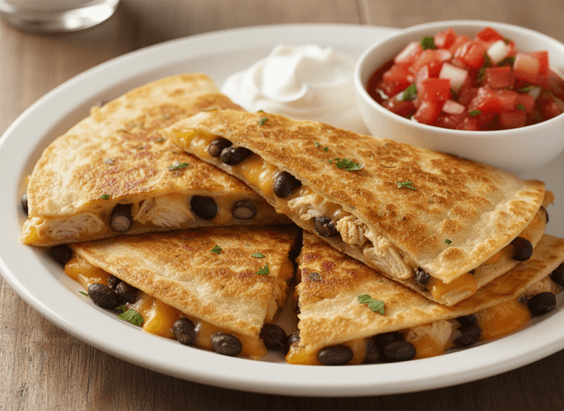 Loaded Quesadillas with Chicken, Beans, and Melted Cheddar