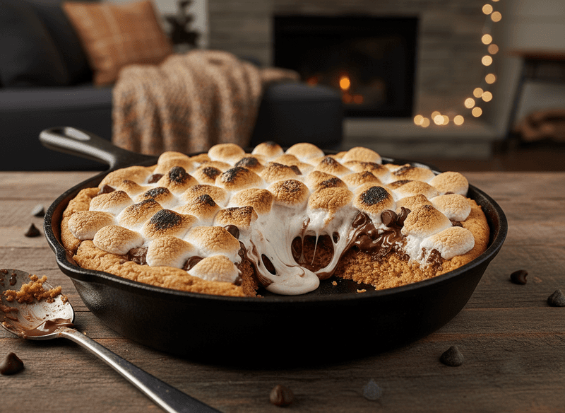 S'mores Stuffed Skillet Cookie