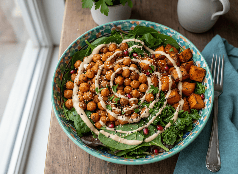 Spiced Chickpea & Sweet Potato Protein Bowls