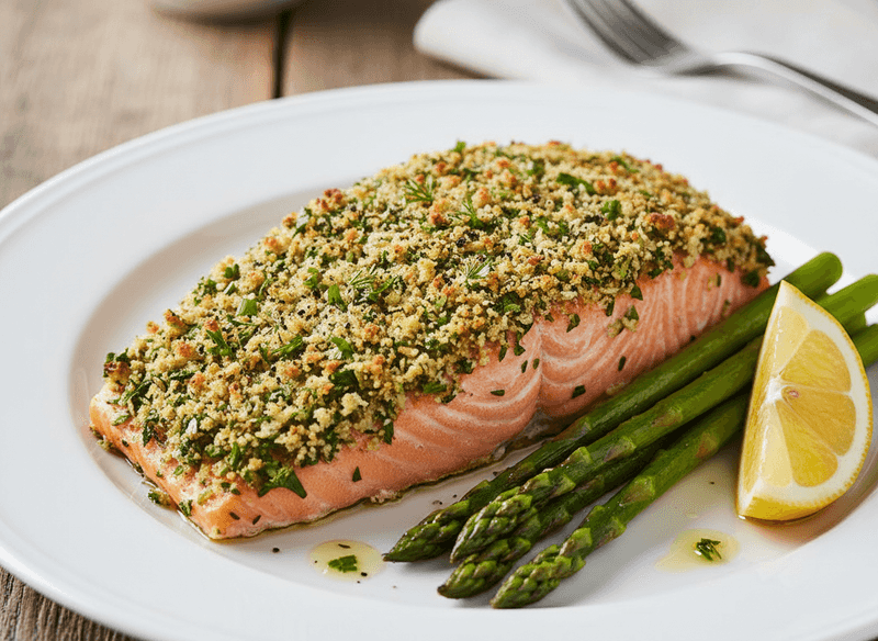 Herb-Crusted Salmon with Roasted Asparagus