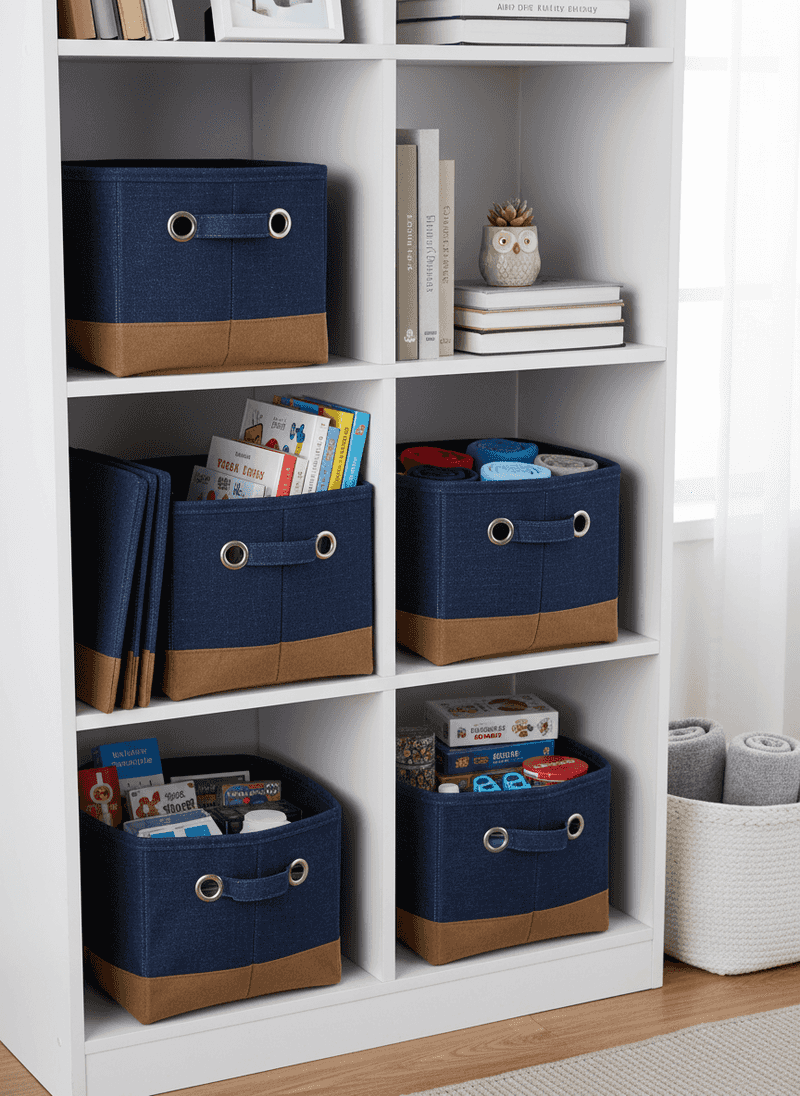 Denim Storage Bins with Reinforced Base