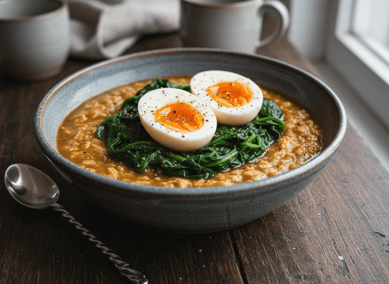 Savory Spinach and Egg Oatmeal