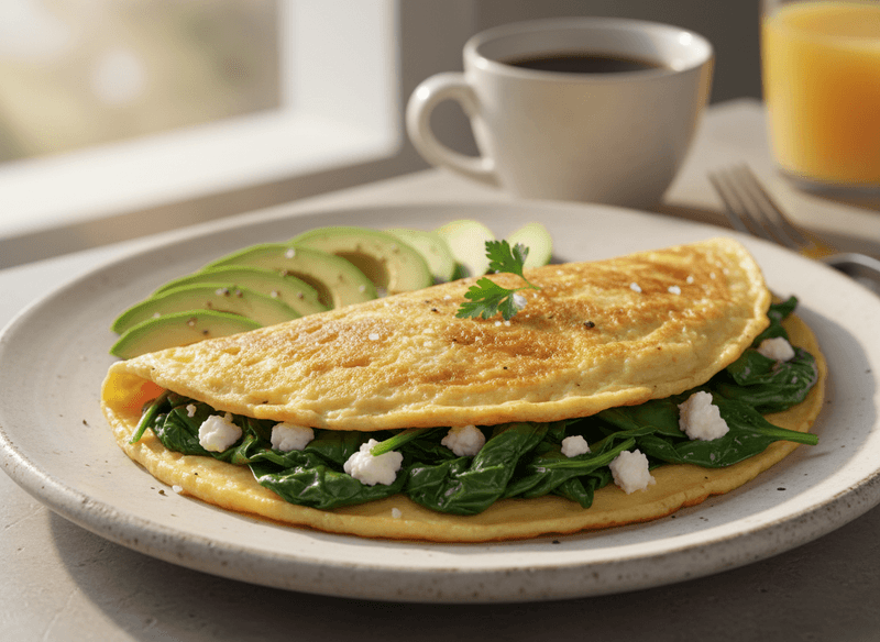 Spinach and Feta Omelet with Avocado