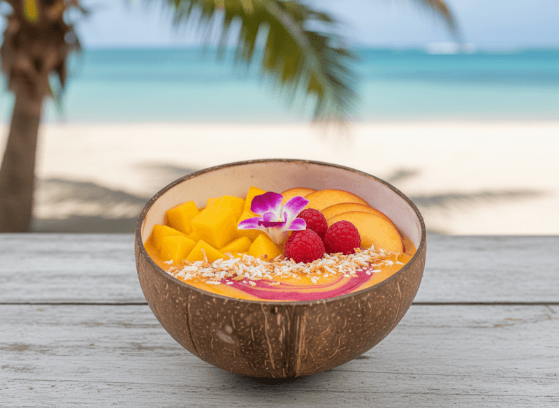 Raspberry-Peach-Mango Smoothie Bowl