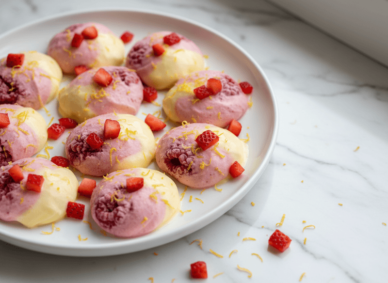 Lemon-Strawberry Frozen Yogurt Bites