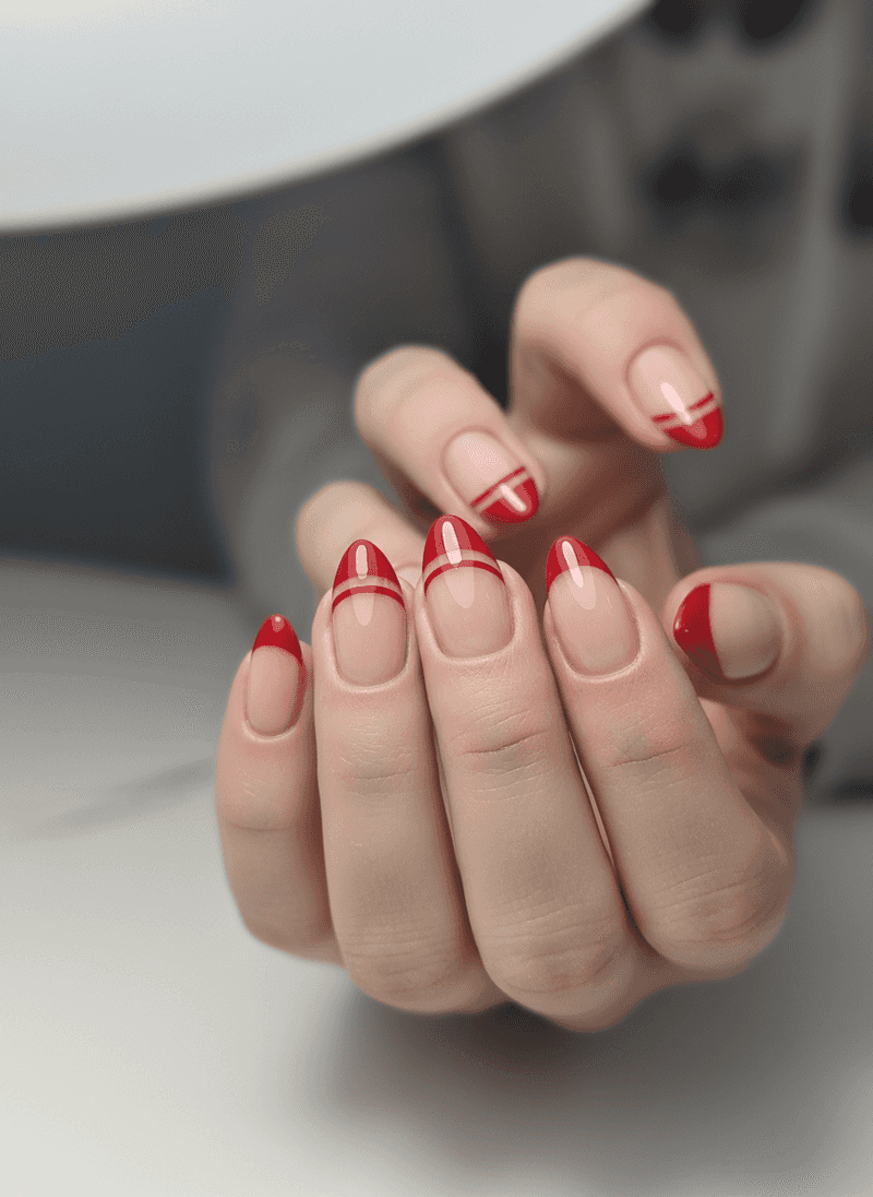 Double-Line Red French Tips