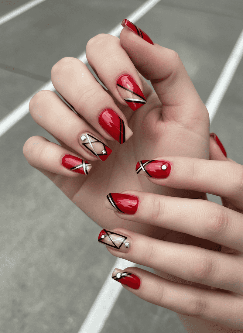Side-Swipe Red French Tips