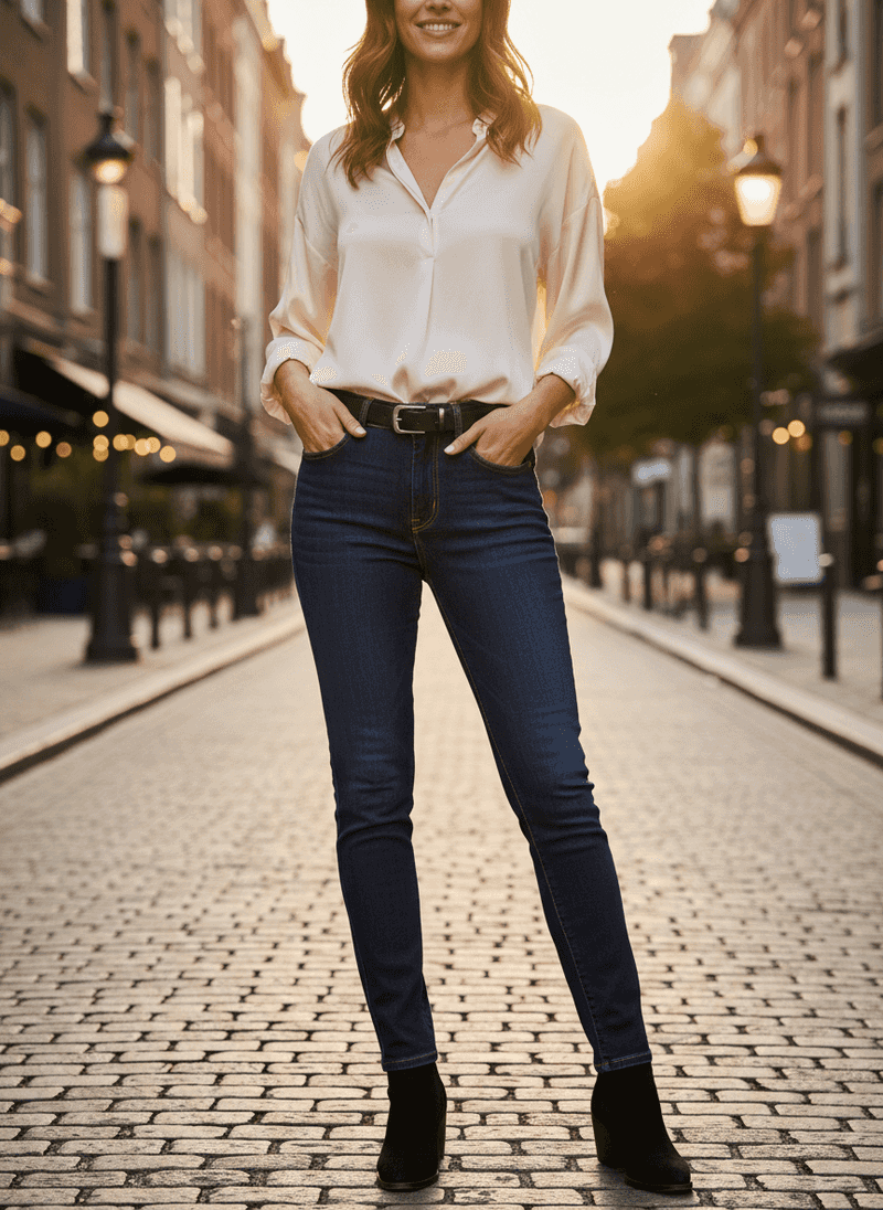 Premium Dark-Wash Jeans with Stretch