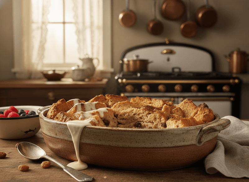 Bread Pudding with Vanilla Sauce