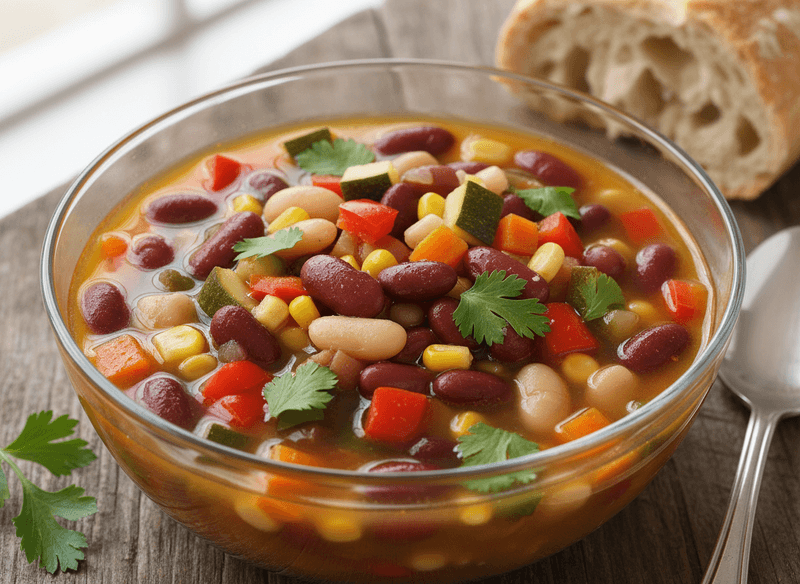 Three-Bean Vegetable Broth Soup