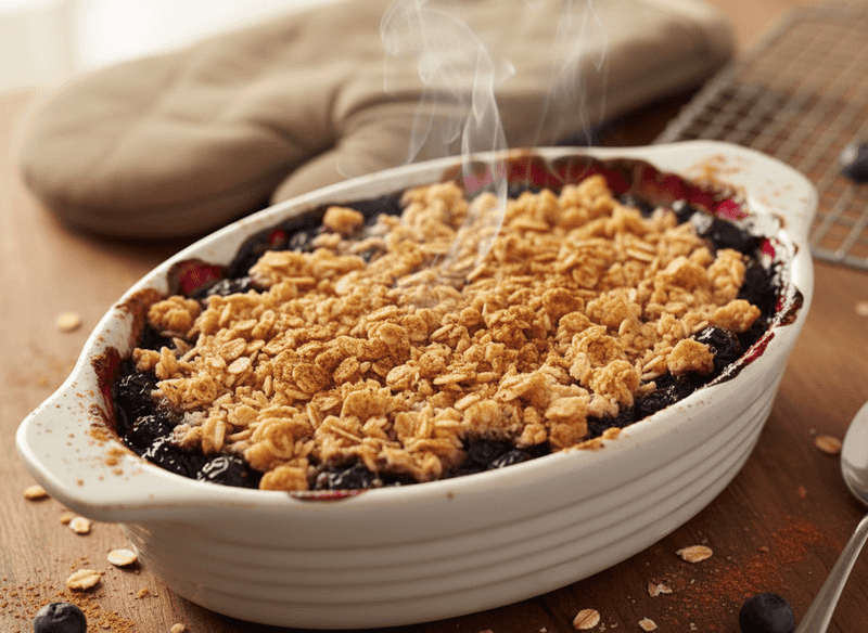 Baked Oat and Blueberry Crumble (Reduced Sugar, Oat Topping Only)