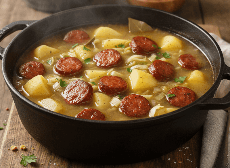 Smoky Sausage, Potato & Leek Soup