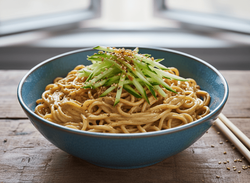 Sesame Peanut Noodles with Shredded Cucumber