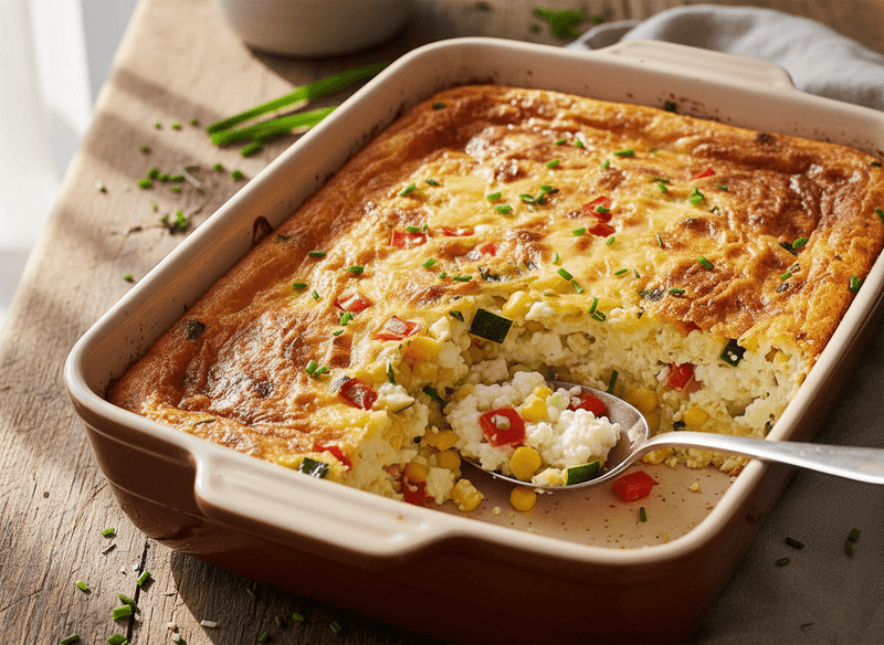 High-Protein Breakfast Casserole with Veggies & Cottage Cheese