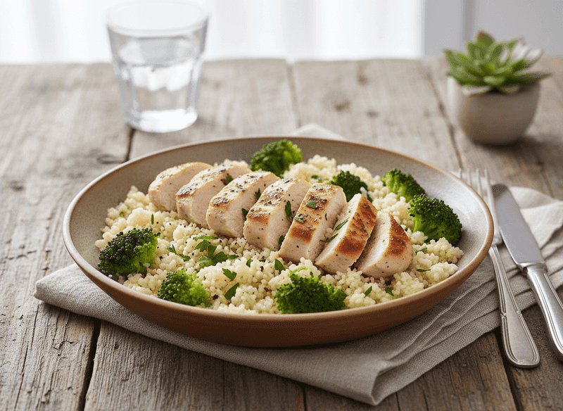 Skinny Chicken and Broccoli with Cauliflower Rice