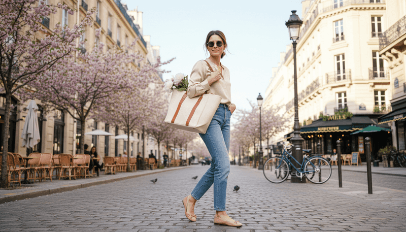Silk Blouse + Straight-Leg Jeans