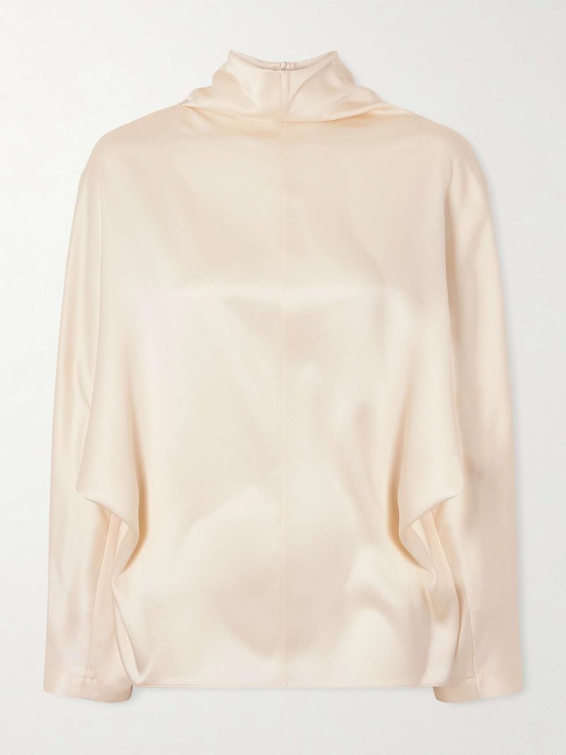 Silk or Satin Blouse in Ivory or Blush