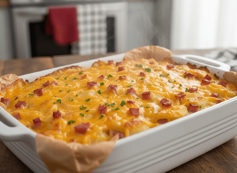 Cheesy Ham & Potato Soup Casserole