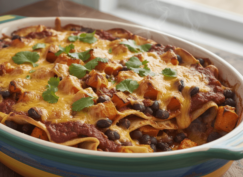 Sweet Potato & Black Bean Enchilada Bake