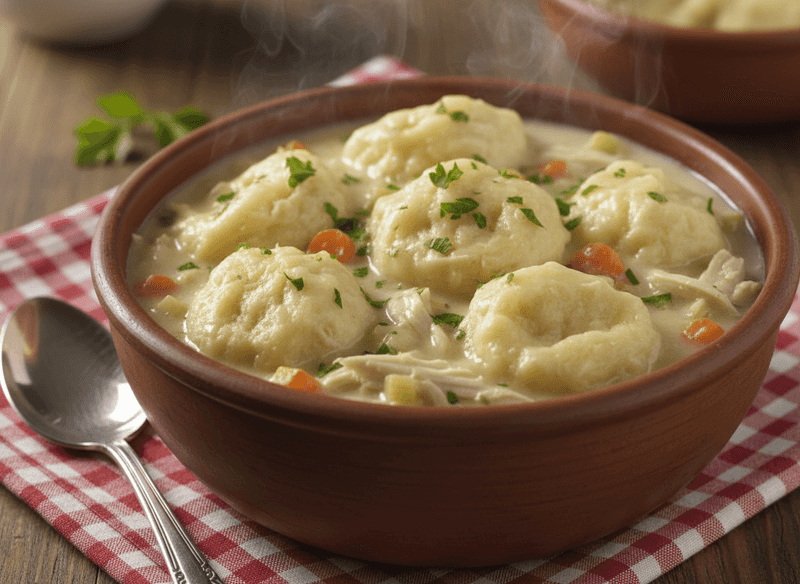 Creamy Chicken and Dumplings from Scratch