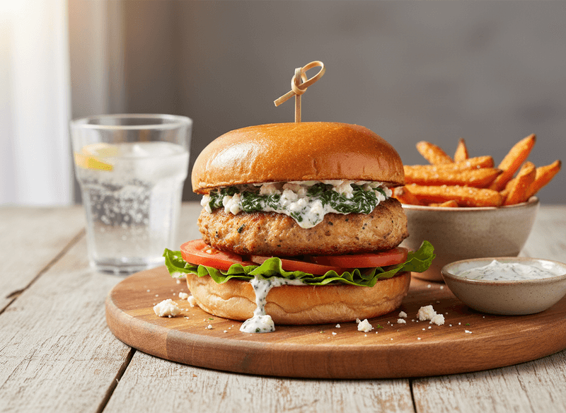 Stuffed Spinach & Feta Turkey Burgers
