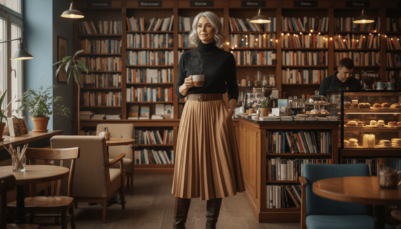 Soft Turtleneck + Midi Skirt